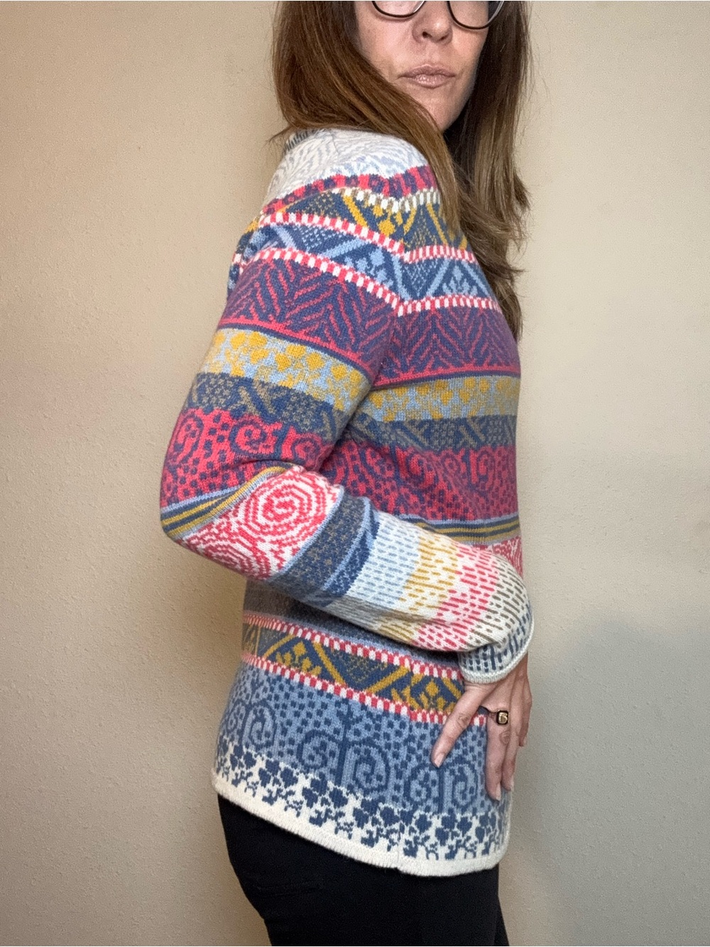 NWT IVKO Multicolor Jacquard Button Cardigan Sweater Runs Small size EU 42 - Picture 4 of 16